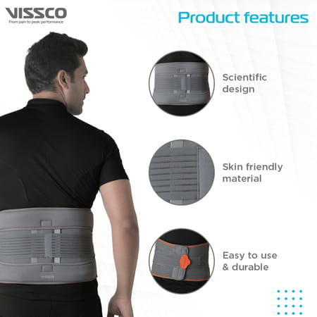 Vissco Eco Frame Back Support | Provides Firm Support To The Lumbar Spine & Locks Movement- Large