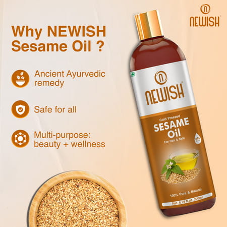 Newish Cold Pressed Sesame Oil For Hair Skin And Massage (Til Ka Tel / Til Oil) 200Ml - 2