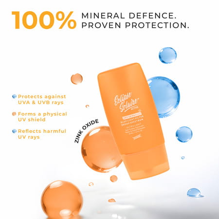 Eclipse Solaire Active Sunscreen Spf 50 Pa+++ | No White Cast |Non-Greasy | All Skin Types - 30Ml