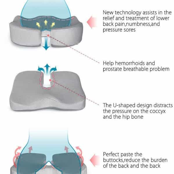 Chevalier Coccyx Seat Cushion With Tailbone Cut-Out For Car Sitting | Grey