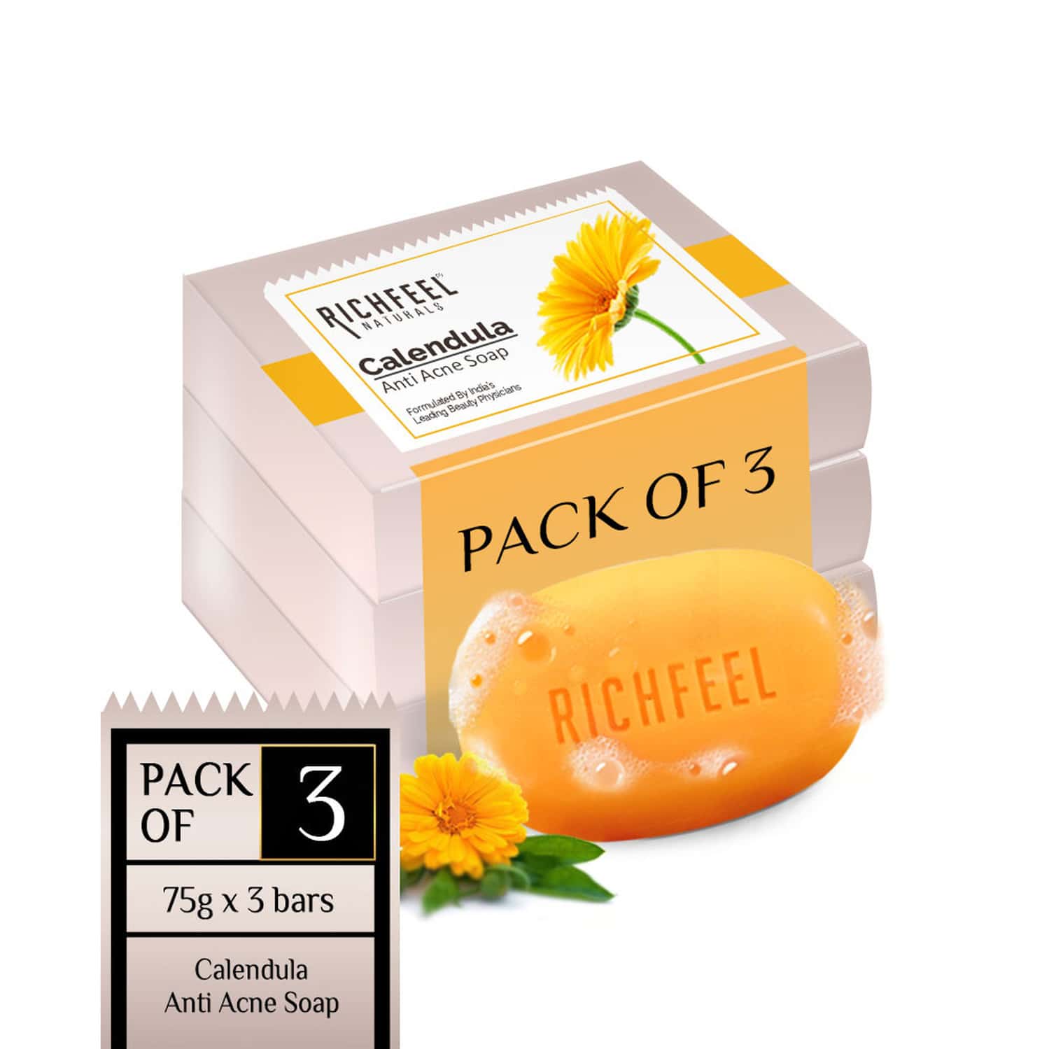 Buy CALENDULA ACNE SOAP 75 GMS PACK OF 3 Online & Get Upto 60% OFF
