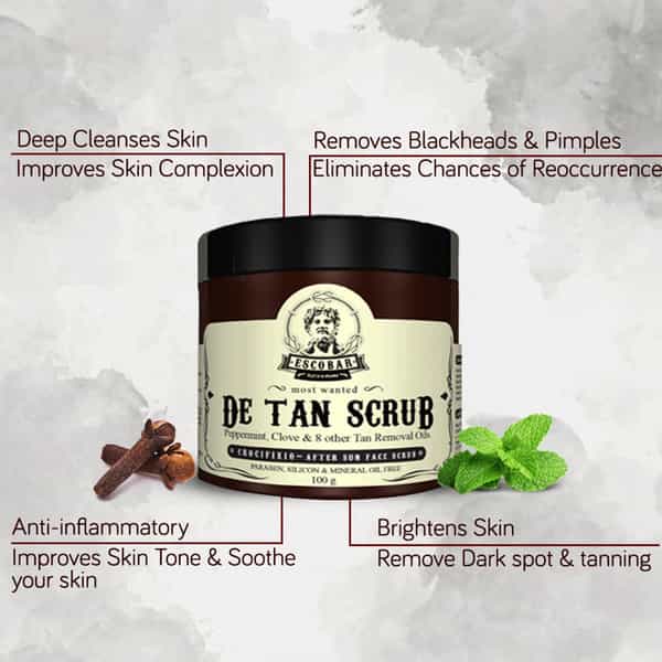 Escobar De Tan Face Scrub & De Tan Cream Face Pack For 200Gm(Pack Of 2)