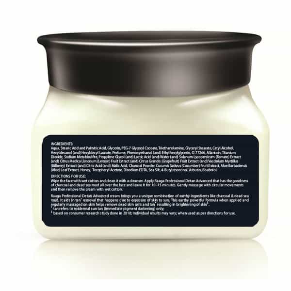 Raaga Professional Detan Advanced With The Goodness Of Charcoal And Dead Sea Mud | 500 G