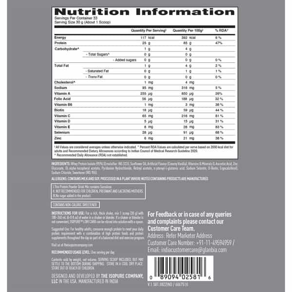 Isopure India Lcvm Vanilla 1Kg