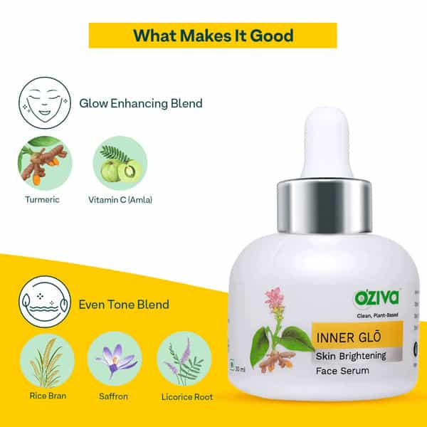 Oziva Inner Glo Skin Brightening Face Serum 30 Ml | For Even Tone