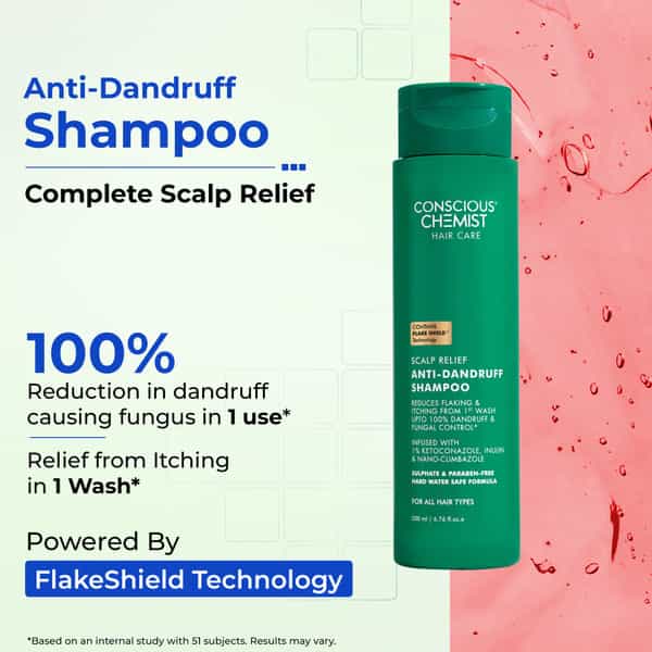 Conscious Chemist Scalp Relief Anti-Dandruff Shampoo | 1% Ketoconazole | 200Ml