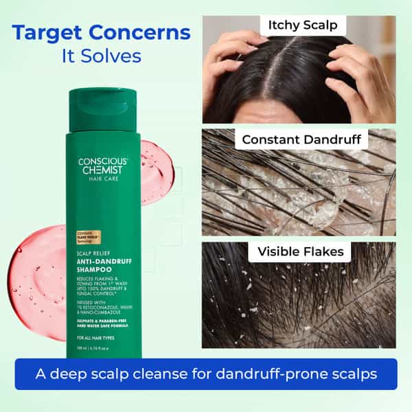 Conscious Chemist Scalp Relief Anti-Dandruff Shampoo | 1% Ketoconazole | 200Ml