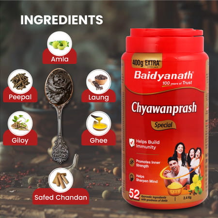 Baidyanath Chyawanprash Special | Ayurvedic Immunity Booster | 2kg With 400g Extra