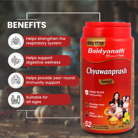Baidyanath Chyawanprash Special | Ayurvedic Immunity Booster | 2kg With 400g Extra