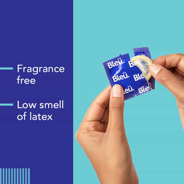 Bleu 3-In-1 Dotted | Ribbed & Contour Shaped Condoms | Extra Sensitive Skin|Men|Vegan Condom|8 Count