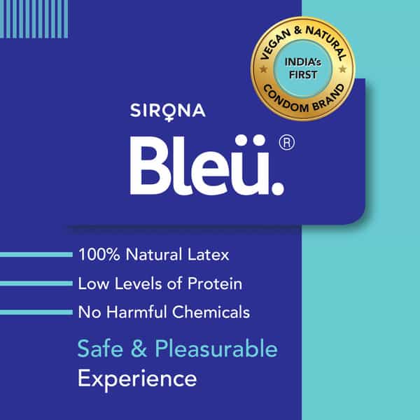Bleu 3-In-1 Dotted | Ribbed & Contour Shaped Condoms | Extra Sensitive Skin|Men|Vegan Condom|8 Count