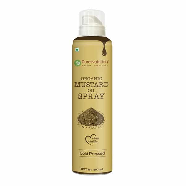 Pure Nutrition Organic Mustard Oil Spray | 100% Pure | Natural & Cold-Pressed | 10X Less Oil - 200Ml