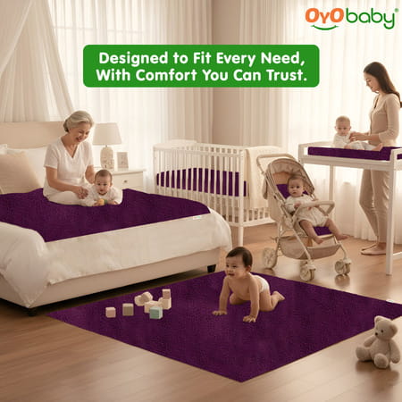 Oyo Baby Newborn Waterproof Dry Sheet Reusable | Soft | Skin Friendly 100Cm X 70Cm (Pack Of 2) Plum