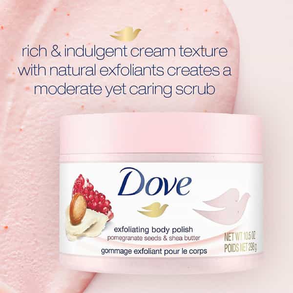 Dove Exfoliating Body Polish Pomegranate Seeds And Shea Butter Removes Dull & Dry Skin- 298Gm