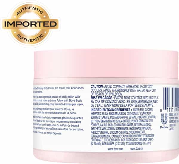 Dove Exfoliating Body Polish Pomegranate Seeds And Shea Butter Removes Dull & Dry Skin- 298Gm