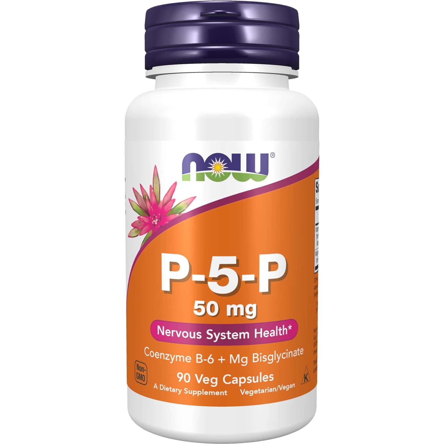 Now Foods Supplements | P-5-p 50 Mg With Coenzyme B-6 + Mg Bisglycinate | 90 Veg Capsules