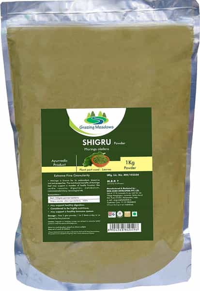 Grazing Meadows Shigru Powder - 1 Kg (Pack Of 2) Moringa Leaf (Shugru/Drumstick Leaf)