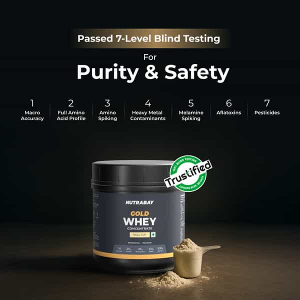 Nutrabay Gold 100% Whey Protein Concentrate|25G Protein|Muscle Support & Recovery|Malai Kulfi | 500G