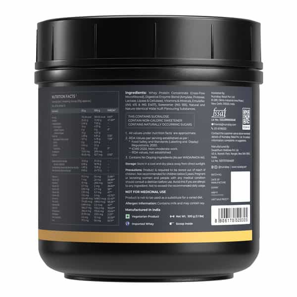 Nutrabay Gold 100% Whey Protein Concentrate|25G Protein|Muscle Support & Recovery|Malai Kulfi | 500G