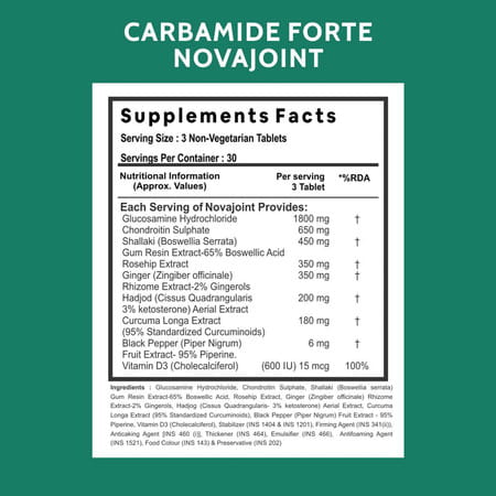 Carbamide Forte Joint Support Supplement With Glucosamine&Vitamins 3986mg90 Tablets