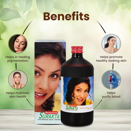 Baidyanath Surakta | Ayurvedic Skin Toner | Helps Purify Blood & Improves Skin Complexion - 450 Ml