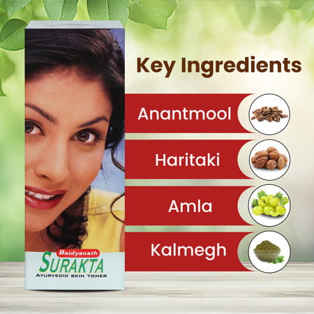 Baidyanath Surakta | Ayurvedic Skin Toner | Helps Purify Blood & Improves Skin Complexion - 450 Ml