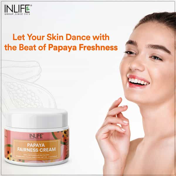 Inlife Papaya Face Cream For Pigmentation Anti Blemish & Skin Whitening For Women Men - 100G