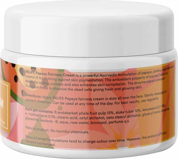 Inlife Papaya Face Cream For Pigmentation Anti Blemish & Skin Whitening For Women Men - 100G