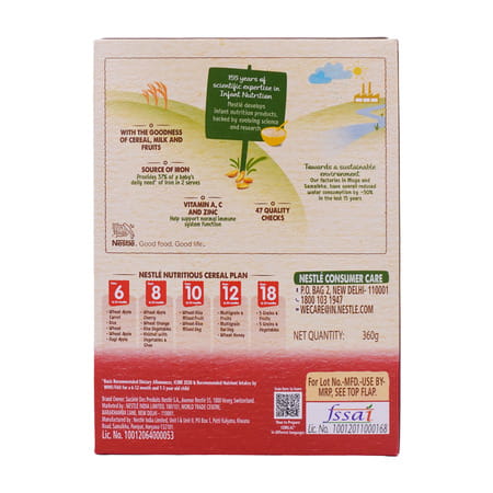 Nestle Cerelac Wheat Apple Cherry | No Preservatives| 8 To 24 Months| 360 Gm