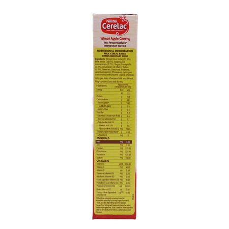 Nestle Cerelac Wheat Apple Cherry | No Preservatives| 8 To 24 Months| 360 Gm