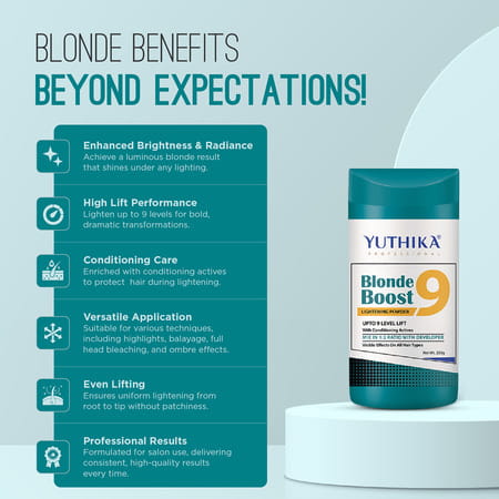 Yuthika Professional Blonder Powder For Hair 250G | Blonde Boost Hair Lightning | Upto 9 Levels Lift
