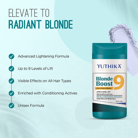 Yuthika Professional Blonder Powder For Hair 250G | Blonde Boost Hair Lightning | Upto 9 Levels Lift