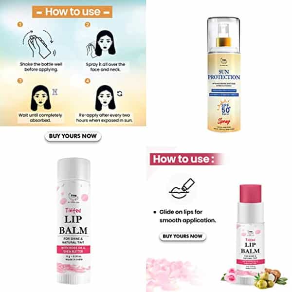 Tnw The Natural Wash Skincare Combo With Sun Protection Spf 50 Spray & Rose Tinted Lip Balm | For Su