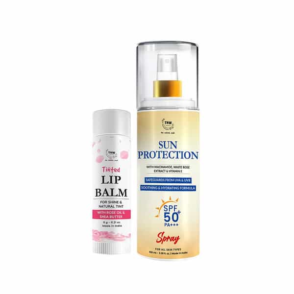 Tnw The Natural Wash Skincare Combo With Sun Protection Spf 50 Spray & Rose Tinted Lip Balm | For Su
