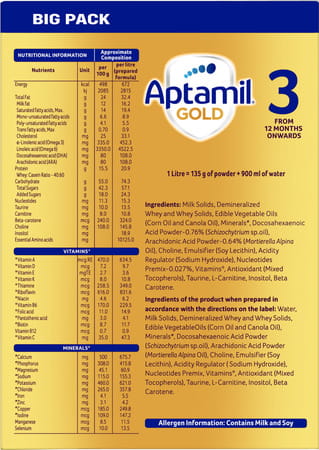 Aptamil Gold Follow Up Formula Stage - 3 (From 12 Months Onwards) Box 1.2 Kg