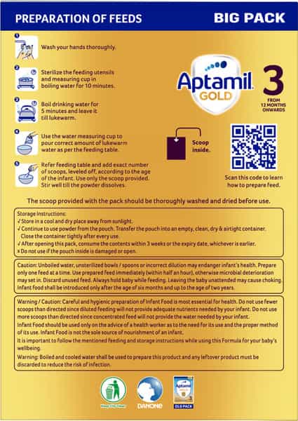 Aptamil Gold Follow Up Formula Stage - 3 (From 12 Months Onwards) Box 1.2 Kg