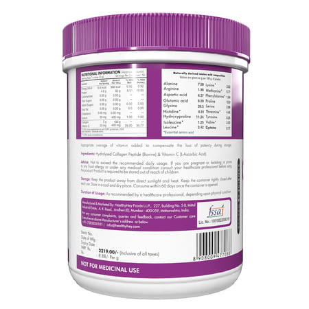 Healthyhey Pure Hydrolysed Collagen Supplement - 250G Unflavoured