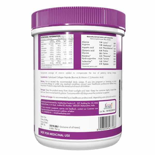 Healthyhey Pure Hydrolysed Collagen Supplement - 250G Unflavoured