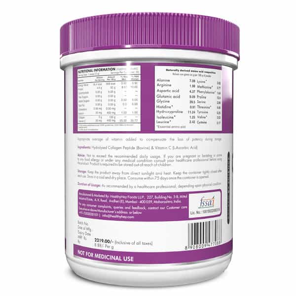 Healthyhey Pure Hydrolysed Collagen Supplement - 250G Unflavoured