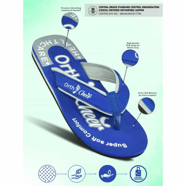 Ortho Cheer Women's Orthopedic And Diabetic Relief Super Soft Slipper | Blue | Size - 4 | 1 Pair