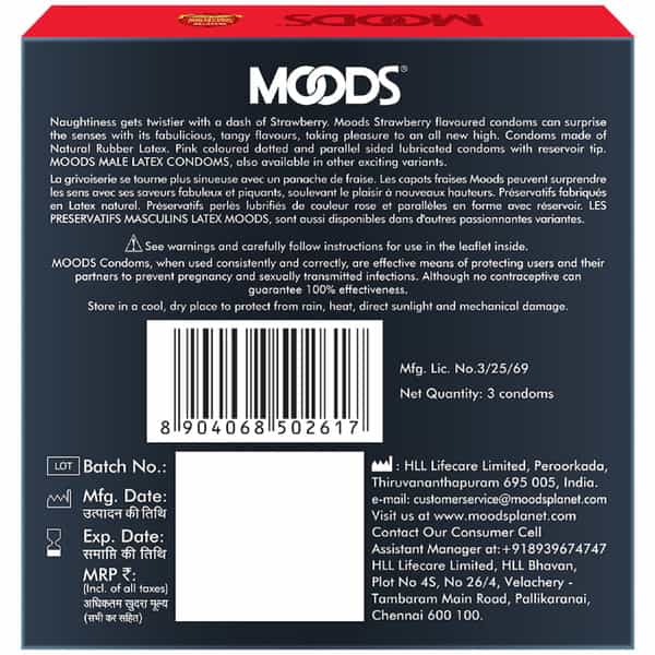 Moods Strawberry Condoms - Pack Of 3'S