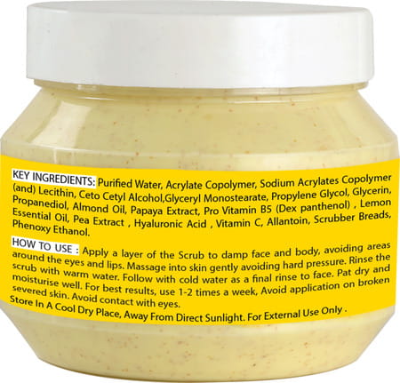 Roots & Stems Lemon Skin Lightening Facial Scrub Glowing Skin Lightens Fades Age Spot 500gm