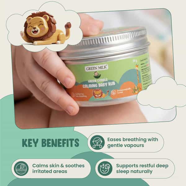Green Milk Green Cuddle Baby Rub With Eucalyptus | Tulsi & Turmeric | 3+ Months | 50 G