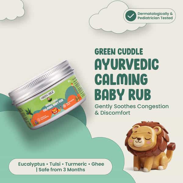 Green Milk Green Cuddle Baby Rub With Eucalyptus | Tulsi & Turmeric | 3+ Months | 50 G