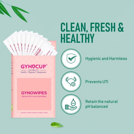 Gynocup Natural Intimate Refreshing & Clean Wipes -Pack Of 10 Wipes
