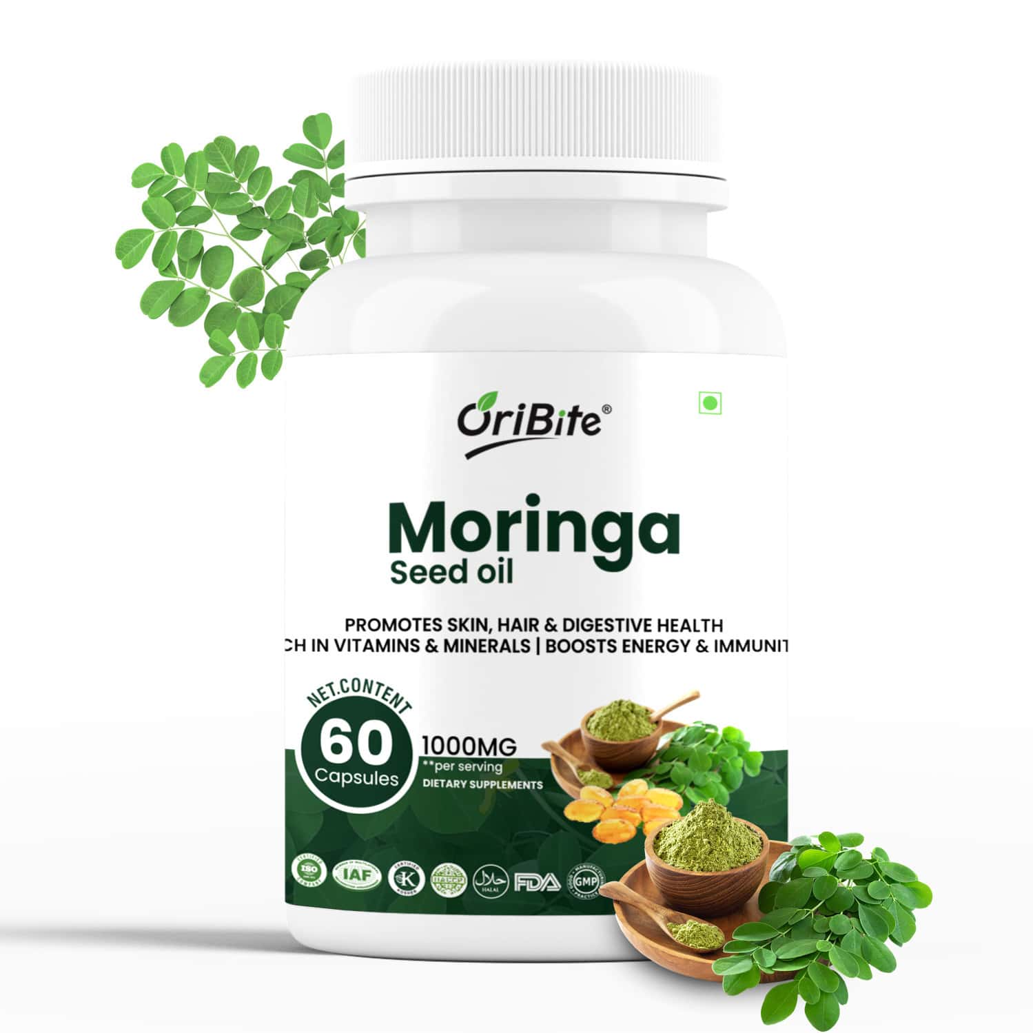Oribite Moringa Seed Oil Capsules For Wellness Support 60 Capsules