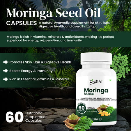 Oribite Moringa Seed Oil Capsules For Wellness Support 60 Capsules