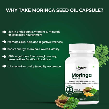Oribite Moringa Seed Oil Capsules For Wellness Support 60 Capsules