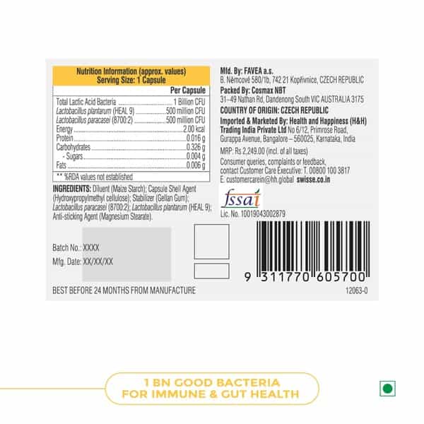 Swisse Ultibiotic Daily Immune Probiotic For Immunity & Gut Health 30 N Capsules