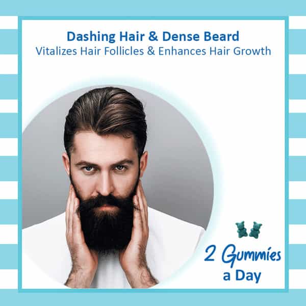 Power Gummies Vitamin For Dapper Hair & Beard Gummies For Him Dht Blocker Biotin - 60 Gummies